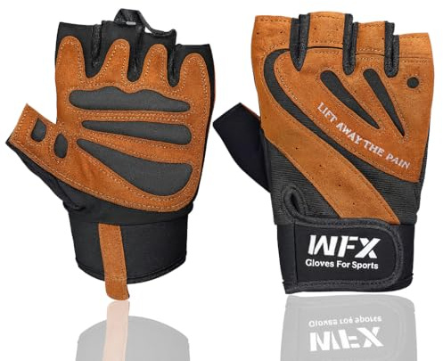 WFX Weightlifting Gym Gloves Fitness Workout with Wrist Wrap Support, Non-Slip Grip, Breathable, Padded Palm Protection Training Gloves for Men & Women, Ideal for Gym