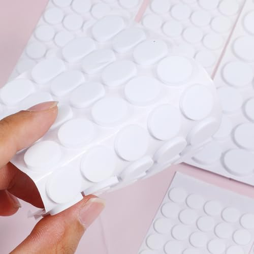 240 Pcs Mini Foam Felt Pads, Small Felt Furniture Pads 3/8 Inches Self Stick Pad Furniture Pad Self Adhesive EVA Foam Dot Circles for Cabinet Doors Desks Drawers Floor (White)