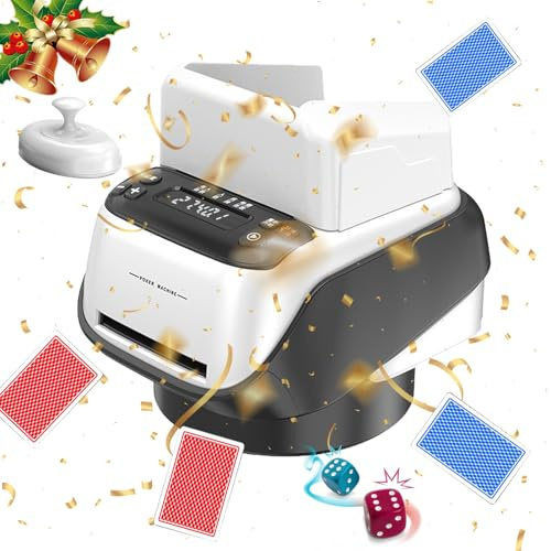 Mezclador automático de cartas y transmisor de cartas 2 en 1, mezcladora de cartas con base giratoria de 360°, 2 – 8 jugadores, capacidad para hasta 4 barajas, barajadora de cartas para póquer
