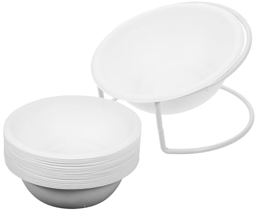 Toyvian Lot de 20 Set de Gamelles Jetables en Papier pour Chats et Chiens Légères et Pratiques avec Support Blanc Ouvert Gamelles Multifonctions pour Nourriture et Eau Usage Intérieur