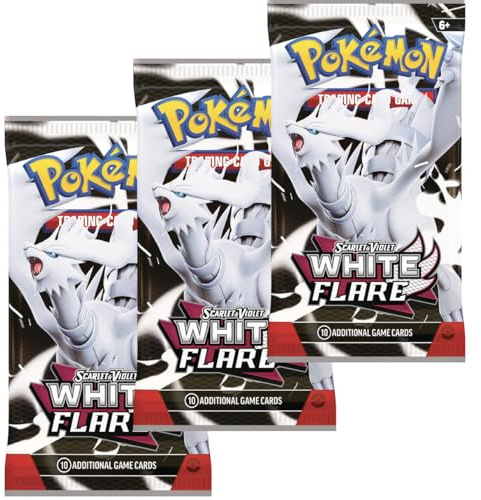 Pokémon TCG: White Flare Booster Packs x3 | Scarlet & Violet Series | English Pokémon Cards | Sister Set to Black Bolt for Collectors | Titan Authenticated