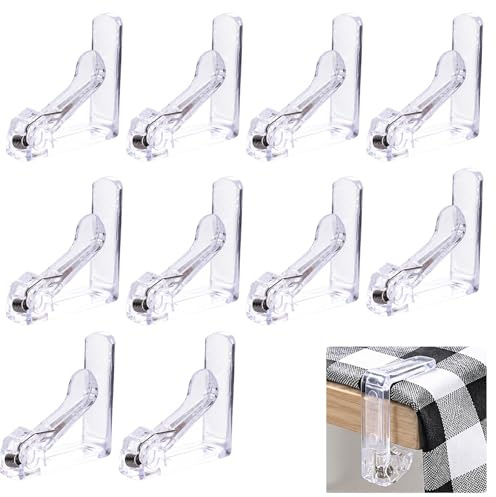 SJIFJSE 10pcs Pinces à Nappe Transparentes, Attache Nappe de Table Extérieur et Intérieur, Solution de Fixation pour Événements en Plein Air et Réceptions, Pinces pour Tables de Jardin et Restaurant