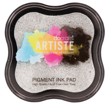 Artiste Pigment Metallic Silver Ink Pad for Stamping, Embossing Powders, Crafting Supplies, Highly Pigmented, Use with Clear Stamps, Rubber Stamps, Ink Pads are Safe Non-Toxic Acid-Free