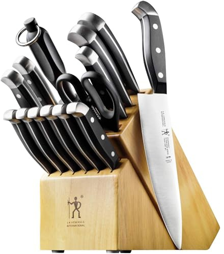 HENCKELS Statement Premium Quality 15-Piece Set with Block, Natural, Razor-Sharp, German Engineered Informed by 100+ Years of Mastery, Lightweight and Strong, Dishwasher Safe