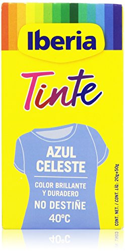 Iberia Tinte Azul Celeste Para Ropa, 40°c, color Azul Celeste