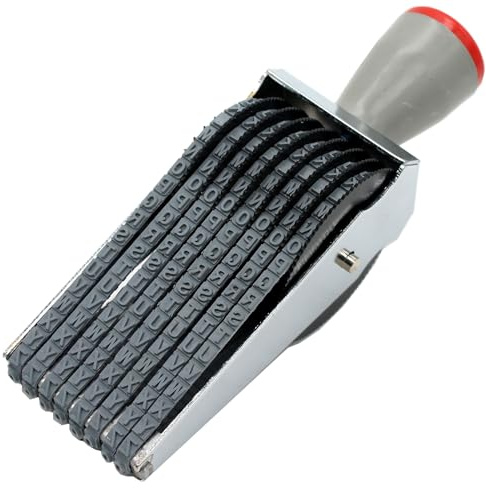 ZENG Ziffernbänderstempel 8-stellig, personalisieren veränderbar (0-9)10 Ziffern Zahlen & (A-Z)26 Alphabet Gummi-Nummerierungsstempel -Druckgröße 4.5 x 45 mm - mehrfarbig Stempel