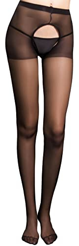 Adove High Waist Pantyhose Sexy Lady Sheer Hollow Out Stockings(Black)