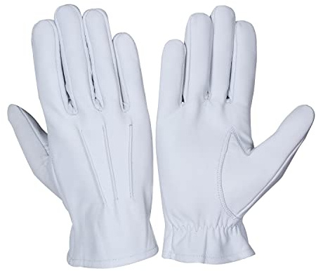 WASPRO Echte Lederhandschuhe, reines Leder, modische Handschuhe, Lammfell-Lederhandschuhe, Motorradhandschuhe (groß, weiß)
