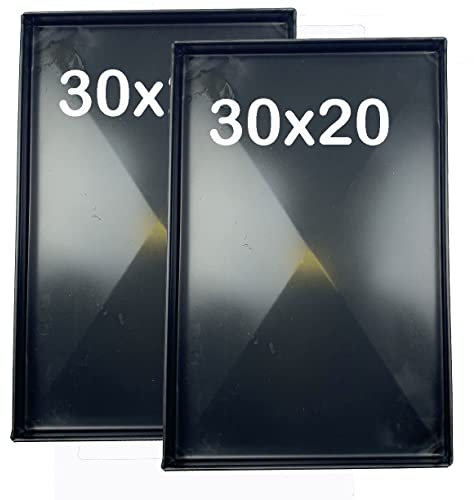 Teglie 30 x 20 x 2 cm per pizza professionale 8/10 ferro blu con diagonale di spessore alta idratazione [2 Pezzi]