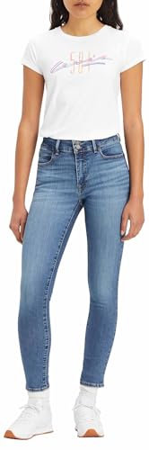 Levi's Damen 711 Double Button Jeans, Blue Wave Mid, 28W / 30L