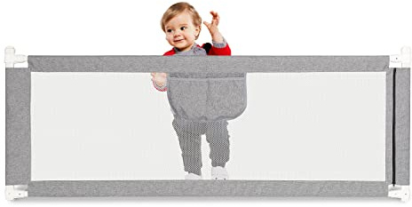 Ikodm Barrera anticaída para Cama de 200 cm, Barrera de protección para niños, protección contra caídas para cunas, Camas para Padres, anticaída – Gris