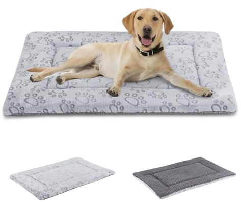 IEUUMLER Materasso per Cani, Cuscino per Cane Gatto, Pelosa Morbida Lavabile Doppio Uso Materasso per Grande Medio Piccolo Cani Gatti FC014 (Grigio,91 * 58cm)
