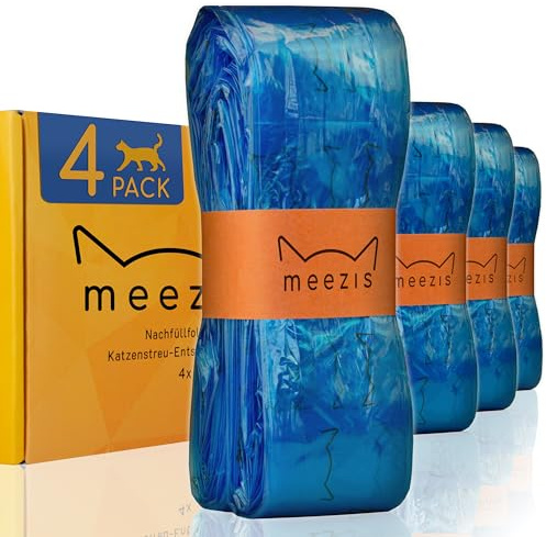 Meezis - Confezione da 4 pellicole di ricarica compatibili con cartucce di ricarica per secchiello di smaltimento della lettiera per gatti (4 pezzi)