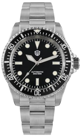 watchdives WD5513 Relojes Automáticos para Hombres, Reloj de Buceo Vintage, Reloj de Cristal de Zafiro de 38 mm, Reloj de Pulsera con Movimiento NH35, Relojes a Prueba de Agua de 200 M