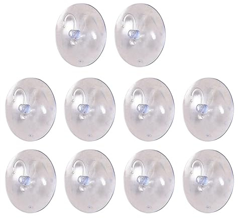 Lot de 10 crochets à ventouse transparents, puissants et transparents, sans perçage, charge de 1 kg, pour porte de cuisine, salle de bain, plafond