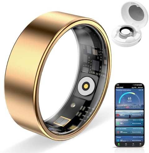 Anillo inteligente HPLSZCN, rastreador de actividad física con frecuencia cardíaca, oxígeno en sangre, estrés, monitoreo del sueño, seguimiento de pasos, resistente al agua hasta 10 ATM (Oro rosa, 10)