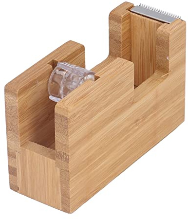 WPKD BLUEIY Wood Desktop Tape Dispenser,Wooden Tape Holder with Cutter,for Transparent Adhesive Roll,Stationery Tool(12x7.5x4.5cm)