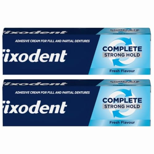 Fixodent Complete Denture Adhesive Cream 47g x 2 - Fresh Mint Flavour - All-Day Hold, & Comfort - Strong Seal for Full & Partial Dentures with Welari Thank You Card | (2 Pack)