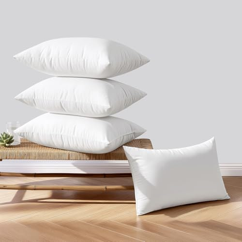 Woaboy Outdoor Kissen Wetterfest 30x50 cm Wasserfest Füllung Kissenfüllung Innenkissen Sofakissen 4er Set Kopfkissen Federkissen Zierkissen Füllkissen für Garten Couch Wohnzimmer Schlafzimmer Sofa