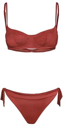 F**K Bikini Donna Reggiseno con Ferretto e Slip Regolabile Ruggine SW1804-RU
