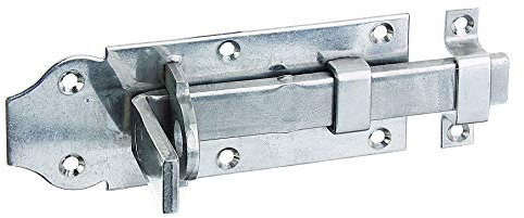 Alberts 116910 Schlossriegel | gerade, mit flachem Griff und befestigter Schlaufe | Edelstahl | Platte 120 x 45 mm