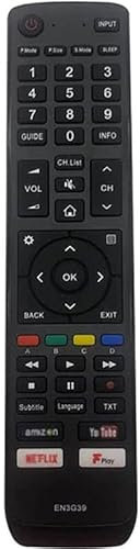 New Replacement EN3G39 Hisense TV Remote for Hisense LED LCD 4K Smart TV - No Setup Needed