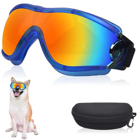 Mitubati Dog Sunglasses Pet Goggles for Medium Large UV Protection Wind Protection Dust Protection Adjustable Strap Dog Glasses Suitable for Snow Beach Motorcycle