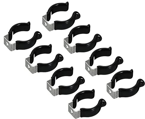 sourcing map T8 U Clips Holder Bracket for LED Light Bulb Mounting Bracket Support Stainless Steel Fluorescent Tube Holder Pipe Clamps Spring Holder Tool Clips, Black Pack of 8