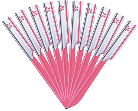10 Pieces Eyebrow Razor for Women Facial Shaver Razor Brow Shaper Eyebrow Trimmer Dermaplaner Shaping Tool with Cover (Pink)