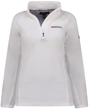 Geographical Norway Tug Lady Hz - Donna Fine Fleece Warm Zip - Autunno Inverno Primavera Giacca CalDonna - Manica Lunga Pullover Pelliccia Morbido Comfort Outdoor (Bianco L)