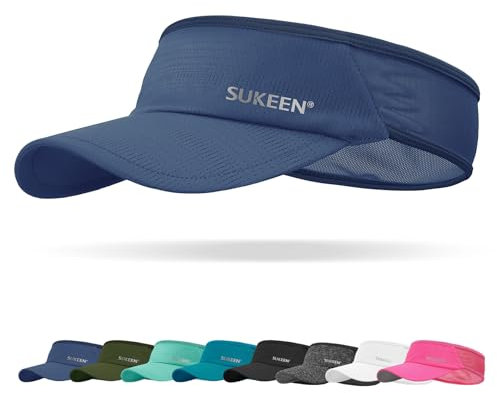 Sukeen Schnell trocknende Sonnenblende Sonnenhut UPF 50+ UV-Schutz Sonnenhut für Frauen Männer Laufhut Golf Cap Cool Elastisches Visier mit atmungsaktivem Stirnband für, dunkelblau, 1