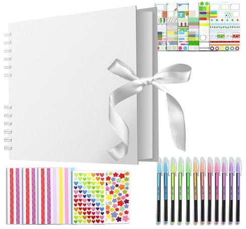 Janety Fotoalbum Zum Selbstgestalten, Scrapbook 80 Weiß Seiten Fotobuch zum Einkleben, 28x21 cm fotoalbum, kann als Abschlussgeschenk, Babyalbum, Geschenk zum Valentinstag verwendet werden