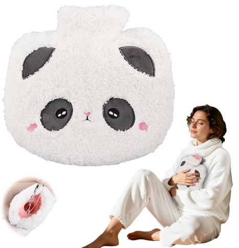 SilverChry Bouillotte Eau Chaude, Bouillotte avec Housse, Hot Water Bottle, Détachable et Lavable, Idéale pour Réchauffer Les Mains, Les Pieds et Le Dos en Hiver