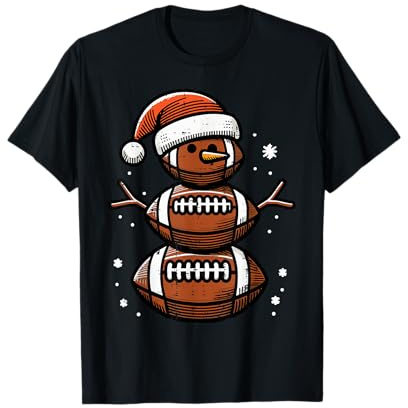 Weihnachten American Football Schneemann Xmas Sport Jungen Kinder Herren T-Shirt
