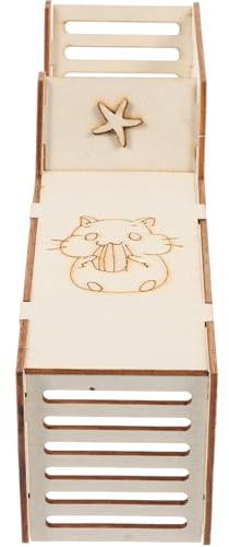 jojofuny Habitat en Bois Naturel pour Hamster Cachette et Tunnel de Jeu Fournitures pour Petits Rongeurs Maison Refuge pour Animaux de Compagnie