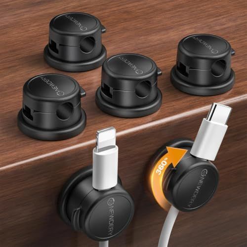 NEWDERY 6pc Magnetic Cable Clips Cord Organizer Cord Holder for Nightstand