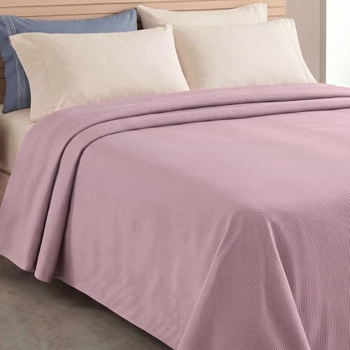 L’ANTICO ARCOLAIO - Copriletto Una Piazza e Mezza Cotone Estivo Leggero 100% Cotone Piquet Traspirante, Coperta Estiva Telo Copridivano Granfoulard per Proteggere il Tuo Divano (Cipria)