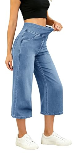 Générique Jean Femme Taille Elastique 7/8 Jeans Elastique Push Up Slim Pantalon Taille Haute DéContracté Coupe Droite Pantacourt Y2k éTé Essentials Jean Femme Haute