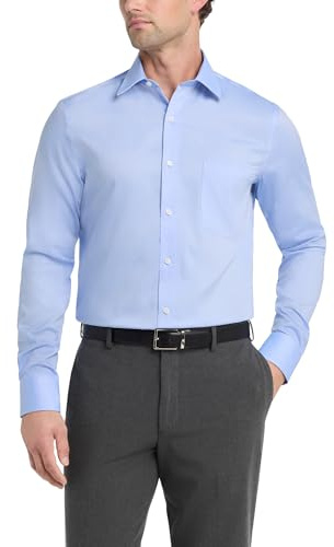 Tommy Hilfiger Men's Dress Shirt Regular Fit Non Iron Solid, Blue, 16.5 Neck 34-35 Sleeve