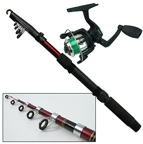 HUNTER PRO BEGINNERS CHILDRENS FISHING ROD & REEL SET KIT WITH LINE. TRAVEL FISHING SET