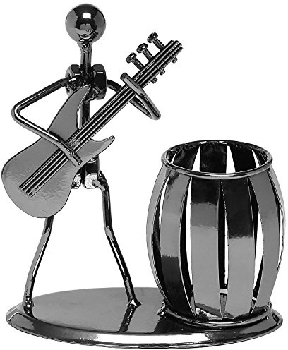 Cisixin Decorativo Pistola Metallo Grigio Design Chitarra da Musicisti,Penna Contenitore Supporto Desktop di Forniture per Ufficio, Penna Display di Organizer