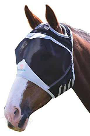 Shires Fine Mesh Fly Mask With Ear Hole - Black Extra Full