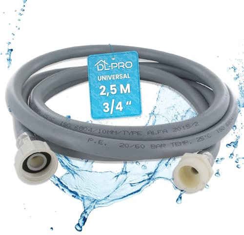 DL-pro 2,5m Zulaufschlauch Verlängerung für Waschmaschine und Spülmaschine - UNIVERSELL - [ROBUST & DICHT] - Für alle gängigen Modelle - Waschmaschinenschlauch Verlängerung - Größe wählen