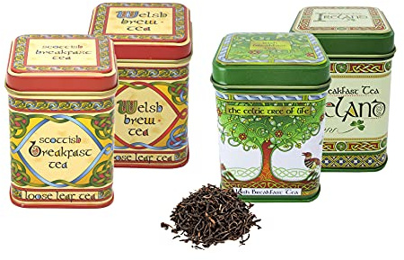 Royal Tara Black Tea Set of 4 - Scottish Breakfast Tea, Welsh Brew Tea, Breakfast Tea Ireland & Tin of Loose Tea