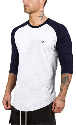 Raglan Contrast Tee T-Shirt Homme T-Shirt à Manches 3/4 Longues pour Homme