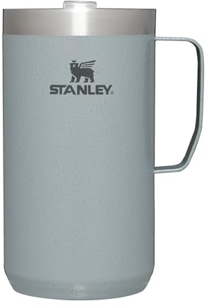 STANLEY Stay Hot Camp Mug - Durable 18/8 Stainless Steel Insulated Mug - Splash-Free Tritan™ Drink-Thru Lid - 24 OZ - Hammertone Silver