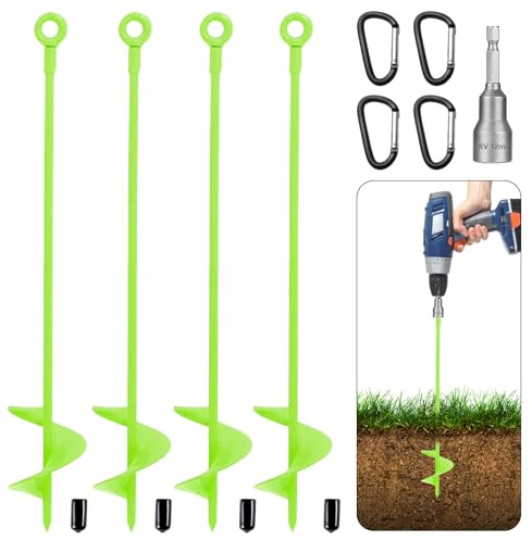 MONCAP 4pz Ancoraggi a Terra 41.5cm Picchetti Resistenti per Tende Punta a Spirale per Campeggio Lega di Acciaio Riutilizzabili per Tende da Campeggio Trampolini Capannoni Altalene Fissare Animali