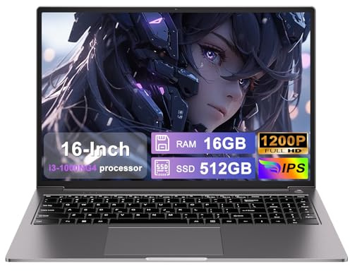 PC Portatile 16 Win 11 Notebook 16GB RAM 512GB SSD i3-1000NG4 Supporta l'espansione SSD 1TB RAM 2.4G+5G WiFi 1200 FHD BT4.2 Type-C USB HDMI con mouse senza fili & adesivi per tastiera Italiana-Gray-A