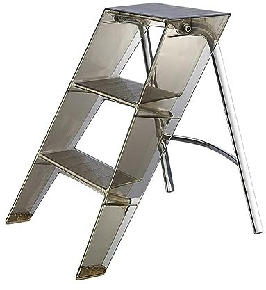 Taburete plegable de acrílico de 3 escalones con accesorios para fotos, silla de escalera portátil para adultos, para mesita de noche/bañera, soporte de flores de plexiglás