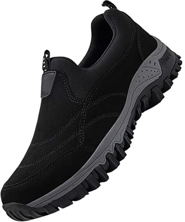 Generisch Scarpe ortopediche da uomo per lavoro, scarpe da trekking da uomo, impermeabili, in pelle, antiscivolo, comode da camminare, con suola morbida, leggere, Nero , 40 EU